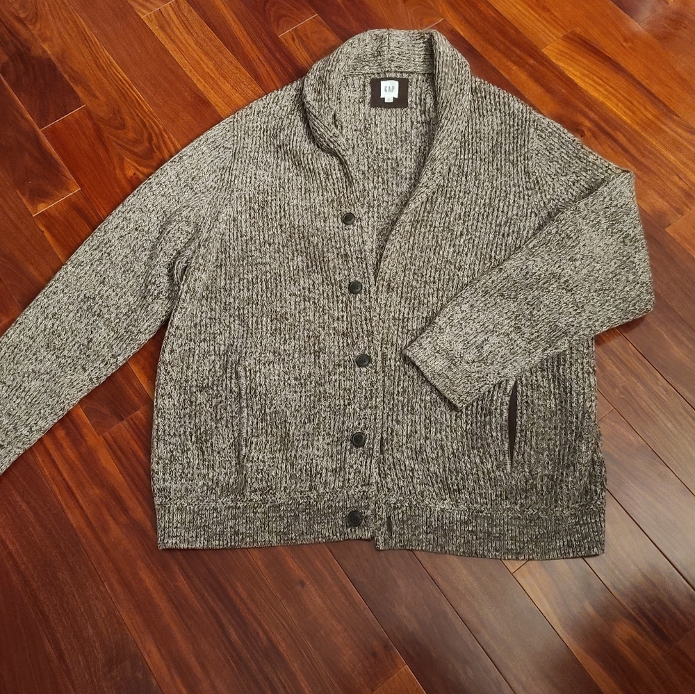Men's Gap thick, heavy, ribbed brown XXL cardigan
